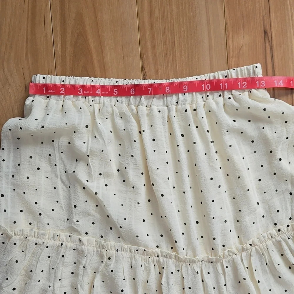 BLU PEPPER Ivory Fully Lined Skirt with Black Polka-Dots size Small - Picture 9 of 11